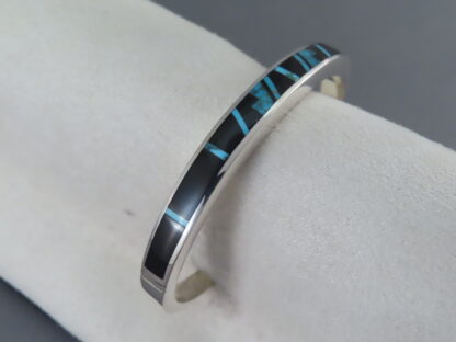 Multi-Stone Inlay Cuff Bracelet with Black Jade & Turquoise