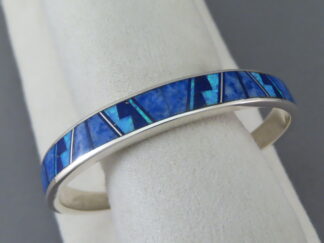 Inlay Jewelry - Lapis & Opal Inlay Bracelet Cuff by Native American (Navajo) jeweler, Charles Willie $650- FOR SALE