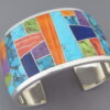 Inlaid Multi-Color Cuff Bracelet (Wide)