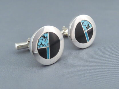 Black Jade & Turquoise Inlay Cufflinks