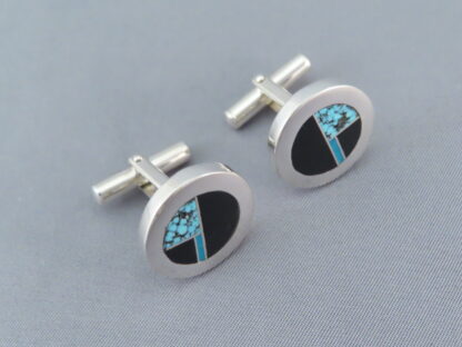 Black Jade & Turquoise Inlay Cufflinks