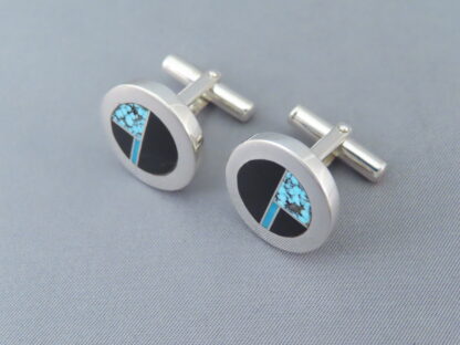 Black Jade & Turquoise Inlay Cufflinks