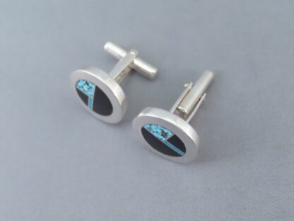 Black Jade & Turquoise Inlay Cufflinks