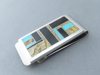 Multi-Stone Inlay Money Clip with Turquoise