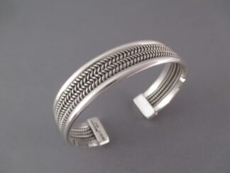 Sterling Silver Bracelet Cuff by Artie Yellowhorse with ‘Mesh’ Design