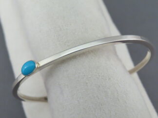 Dainty Sleeping Beauty Turquoise Bracelet Cuff by Native American jewelry artist, Artie Yellowhorse FOR SALE $135-