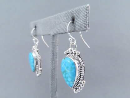 Kingman Turquoise & Sterling Silver Earrings by Artie Yellowhorse