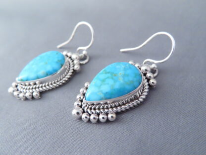 Kingman Turquoise & Sterling Silver Earrings by Artie Yellowhorse