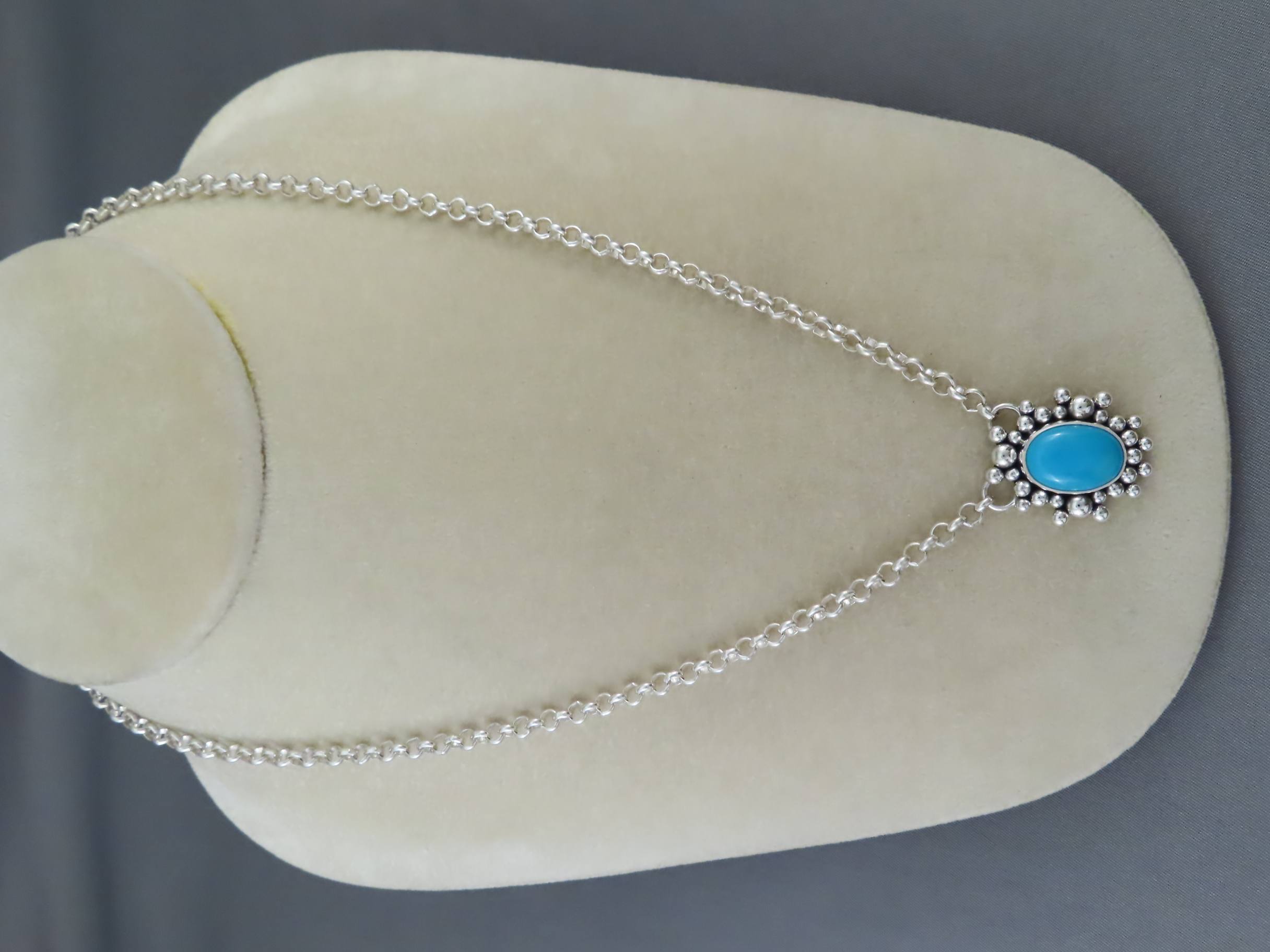Sleeping Beauty Turquoise Pendant Necklace by Native American jewelry artist, Artie Yellowhorse $425- FOR SALE