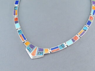 Shop Colorful Necklace - Multi-Color Inlay Necklace by Native American jewelry artist, Tim Charlie $1,225- FOR SALE