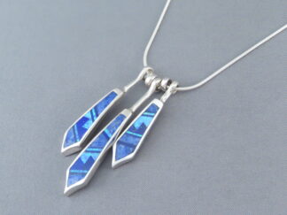 Native American Jewelry - Lapis & Opal Inlay Pendant Necklace by Navajo Indian jeweler, Charles Willie FOR SALE $455-