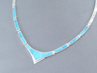 Sterling Silver & Turquoise Inlay Necklace