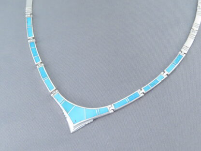 Sterling Silver & Turquoise Inlay Necklace