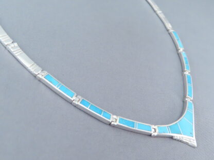 Sterling Silver & Turquoise Inlay Necklace