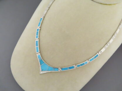 Sterling Silver & Turquoise Inlay Necklace