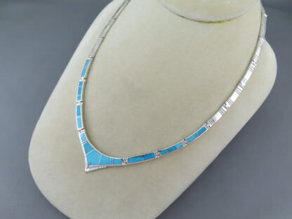 Sterling Silver & Turquoise Inlay Necklace