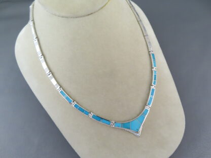 Sterling Silver & Turquoise Inlay Necklace