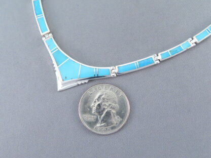 Sterling Silver & Turquoise Inlay Necklace