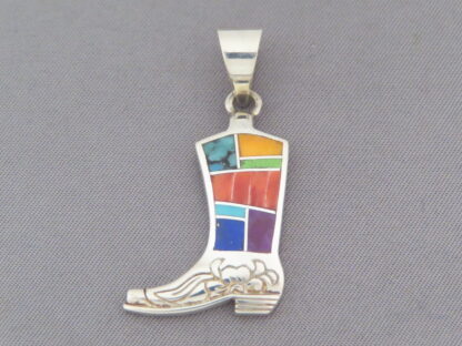 Multi-Color Inlay ‘Cowgirl Boot’ Pendant