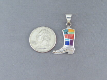 Multi-Color Inlay ‘Cowgirl Boot’ Pendant