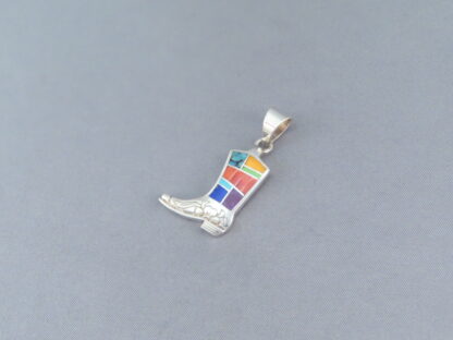 Multi-Color Inlay ‘Cowgirl Boot’ Pendant