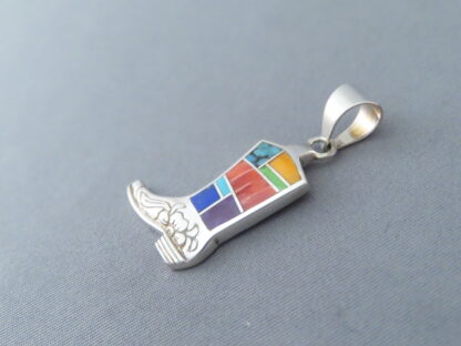 Multi-Color Inlay ‘Cowgirl Boot’ Pendant