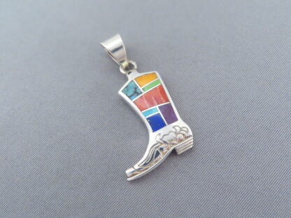 Multi-Color Inlay ‘Cowgirl Boot’ Pendant