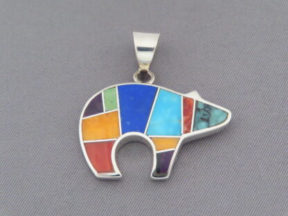 Multi-Color Inlay Bear Pendant (medium-size)