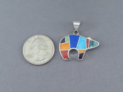Multi-Color Inlay Bear Pendant (medium-size)