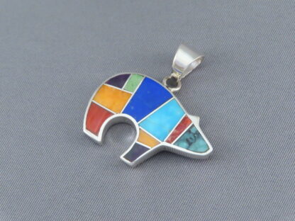 Multi-Color Inlay Bear Pendant (medium-size)