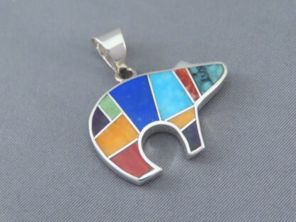 Multi-Color Inlay Bear Pendant (medium-size)