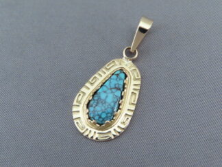 14kt Gold & Lone Mountain Turquoise Pendant by Robert Taylor