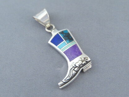 Inlaid Multi-Stone COWGIRL BOOT Pendant