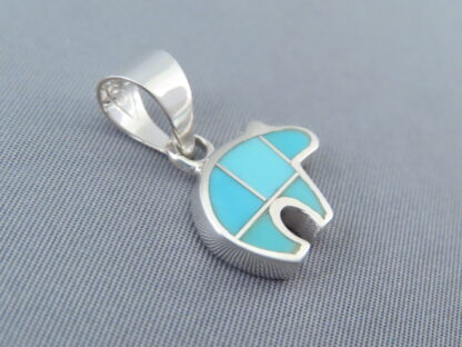 Turquoise Inlay Bear Pendant (small)