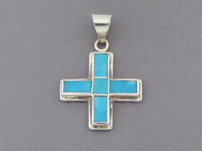 Cross Pendant with Turquoise Inlay