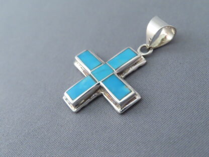 Cross Pendant with Turquoise Inlay