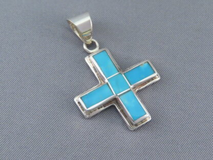 Cross Pendant with Turquoise Inlay
