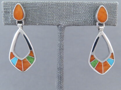 Colorful Multi-Stone Inlay Earrings (‘open-drops’)