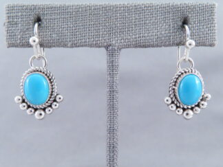 Navajo Jewelry - Small Sleeping Beauty Turquoise Hook Earrings by Navajo Indian jeweler, Artie Yellowhorse $165- FOR SALE