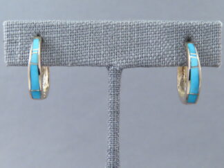14kt Gold & Turquoise Inlay Earrings (light-weight)