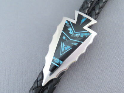 Inlaid Black Jade & Turquoise Inlay Bolo Tie – Fine Inlay!