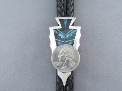 Inlaid Black Jade & Turquoise Inlay Bolo Tie – Fine Inlay!