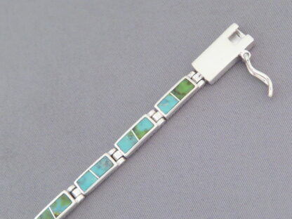 Green Turquoise Inlay Link Bracelet (smaller)