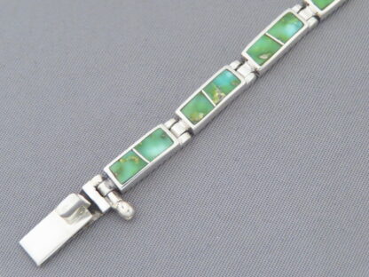 Green Turquoise Inlay Link Bracelet (smaller)