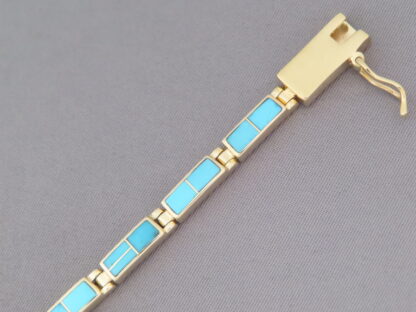 14kt Gold & Turquoise Inlay Link Bracelet