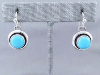 Turquoise Earrings - Shadowboxed Sleeping Beauty Turquoise Earrings by Navajo jeweler, Artie Yellowhorse FOR SALE $195-