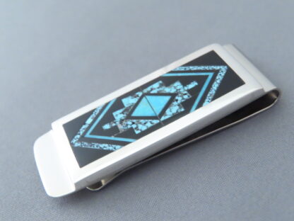 Black Jade & Turquoise Inlay Money Clip (Fine Inlay!)