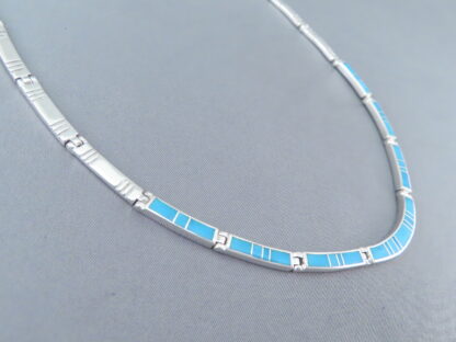 Turquoise Inlay Necklace in Sterling Silver