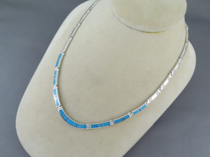 Turquoise Inlay Necklace in Sterling Silver
