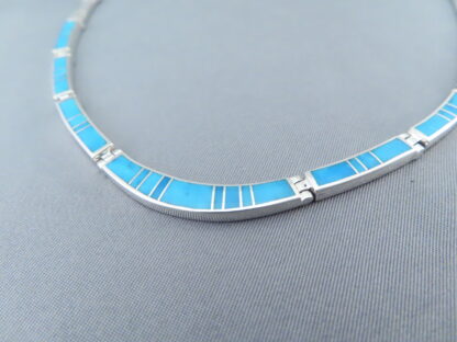 Turquoise Inlay Necklace in Sterling Silver